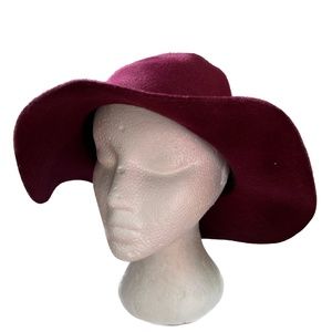 Garage Wide Brim Hat Feltl Burgundy Plum Size Large